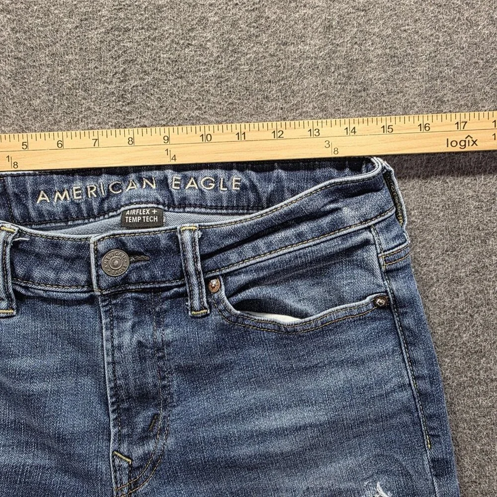 American Eagle Jeans Mens 29x32 Blue Airflex Temp Tech Athletic Skinny Ripped